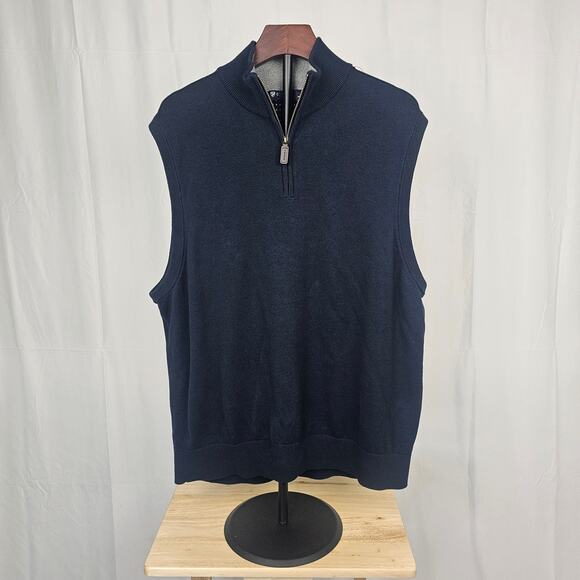 Cremieux NWOT Pima Cotton Zip Sweater Vest XL Navy Classic Layering Piece - Picture 1 of 3